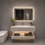 Bàn đá 2 tầng KRATEN màu kem 50 × 80 cm